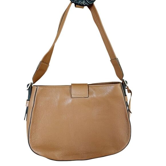 Alessandro Mari Genuine Leather Tan Crossbody Shoulder Bag - Picture 6 of 9